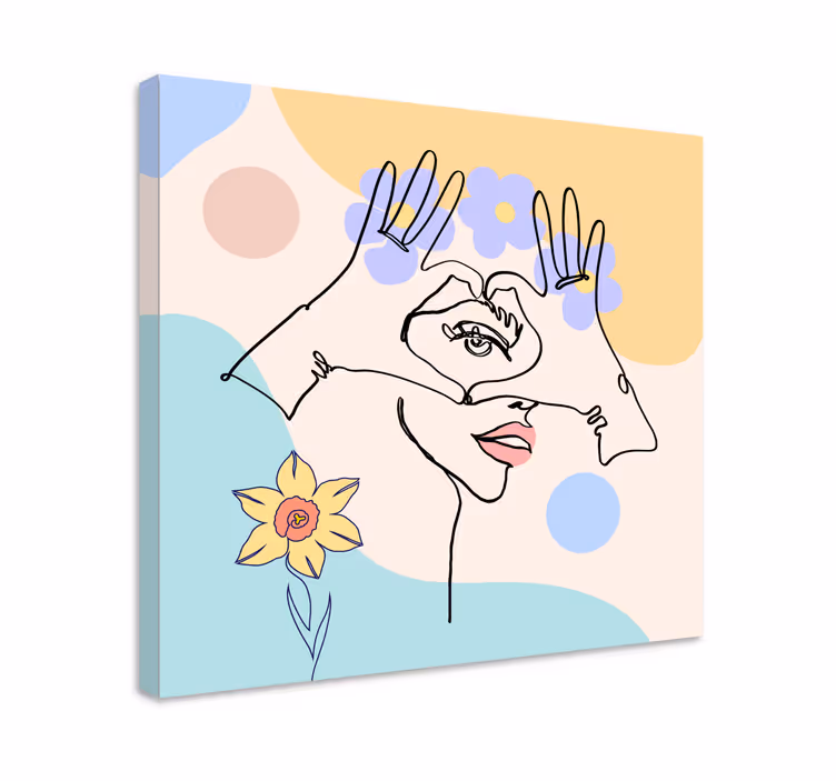 Abstrakt hand linjearbete Kanvas konst - Tenstickers