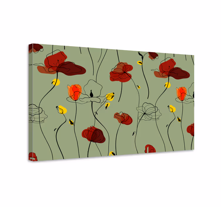 Kanvas blommor och växter poppy blommönster - Tenstickers