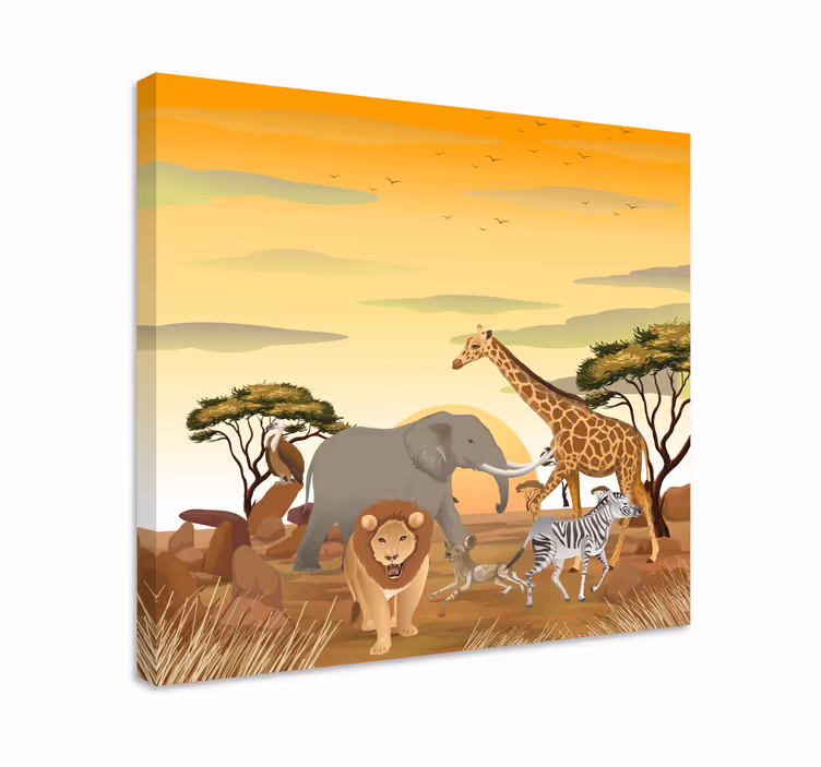 Kanvas elefant savannens vilda djurscen - Tenstickers
