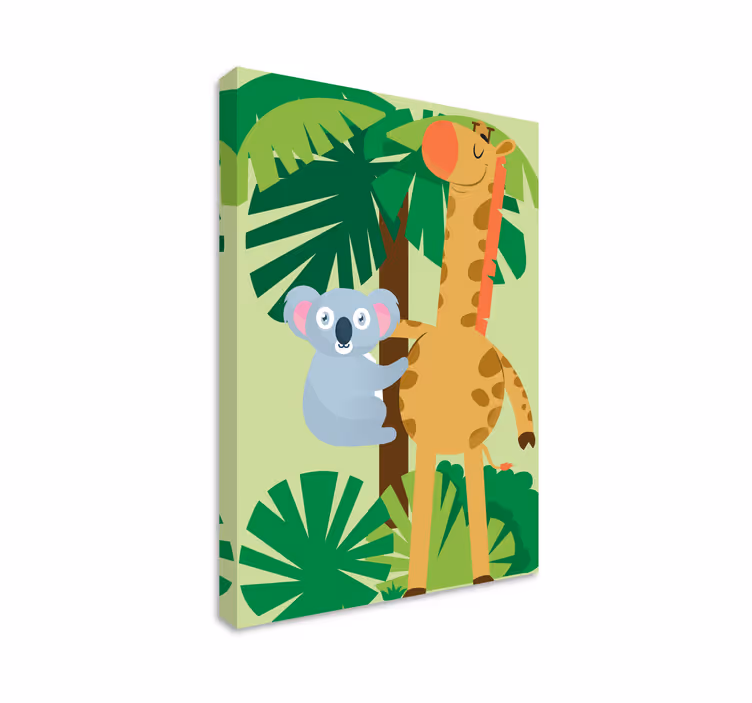 Kanvas djur koala och giraff - Tenstickers