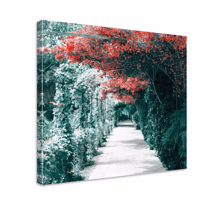 Kanvas blommor och växter livfull blommig väg - Tenstickers
