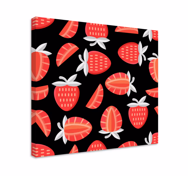 Tecknad jordgubbar mönster fruktcanvas tavla - Tenstickers