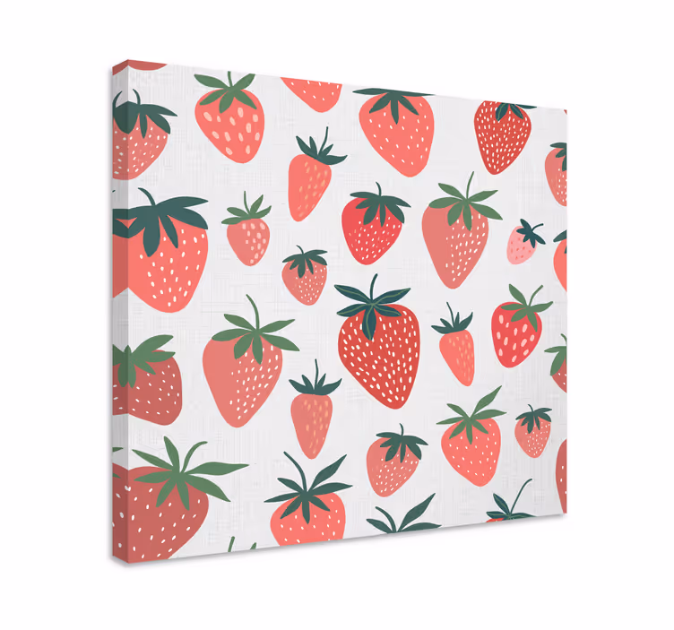 Handskrivna jordgubbar på vit fruktduk - Tenstickers