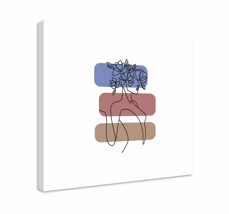 Kanvas blommor och växter minimalistisk blommig figur - Tenstickers