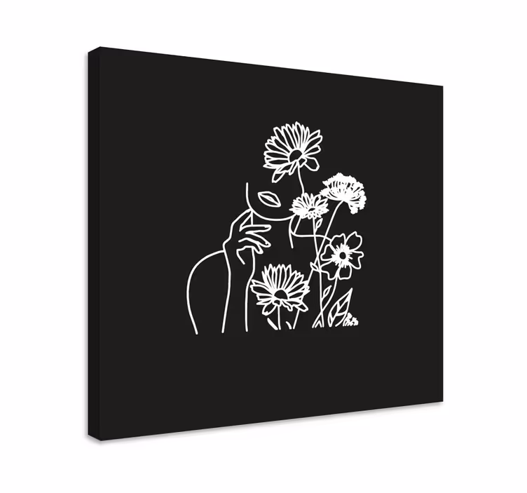 Minimalistisk blommig design för kvinnor Kanvas blommor - Tenstickers
