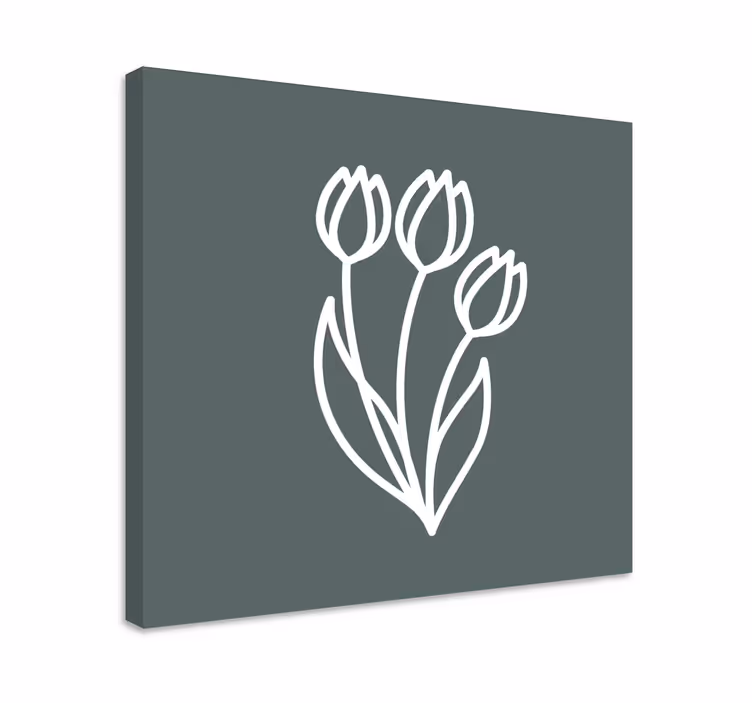 Kanvas blommor och växter styliserat tulpanarrangemang - Tenstickers