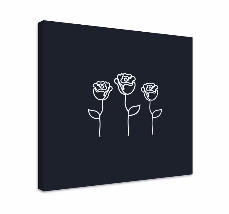 Kanvas blommor och växter tre stiliserade rosor - Tenstickers
