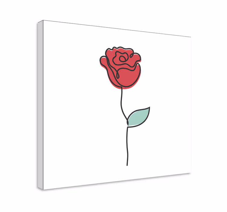 Kanvas blommor och växter elegant röd ros - Tenstickers