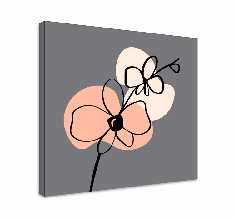 Kanvas blommor och växter abstrakta former - Tenstickers