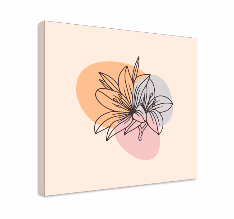 Kanvas blommor och växter stiliserad blomsterkomposition - Tenstickers