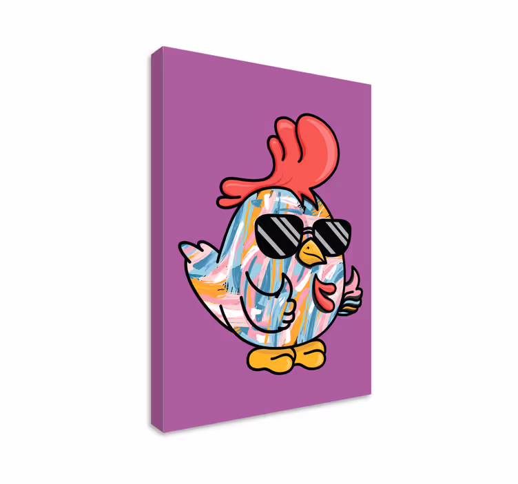 Kanvas djur cool kyckling karaktär - Tenstickers