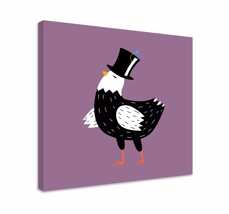 Kanvas fåglar stilig fågel med hatt - Tenstickers