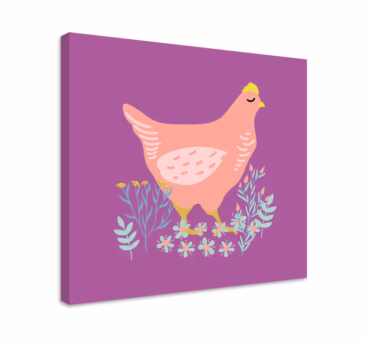 Charmig rosa höna Kanvas djur - Tenstickers