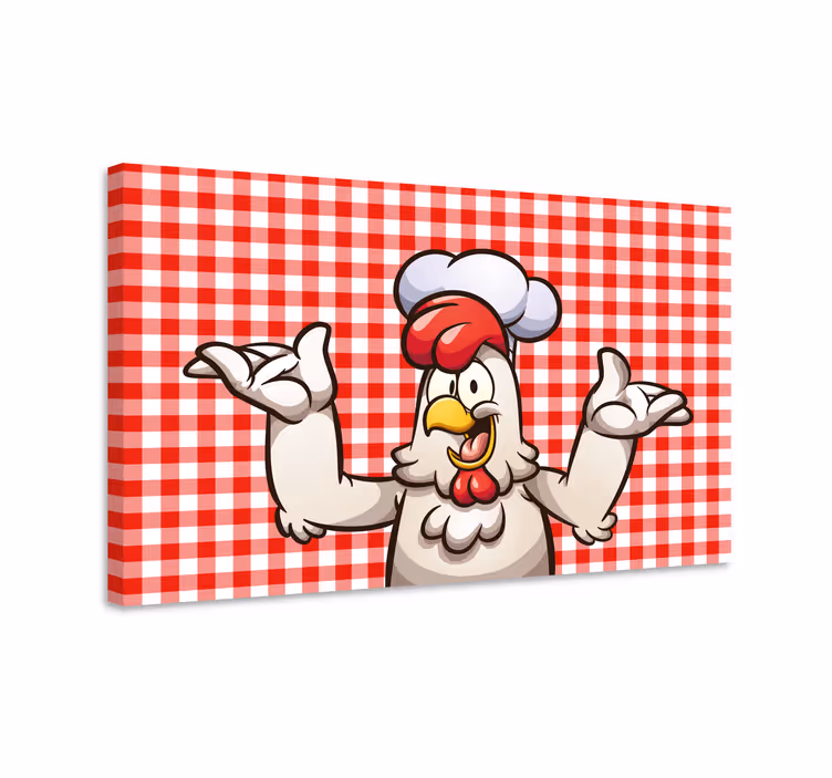 Tecknad kyckling kock fågelcanvas tavla konst - Tenstickers