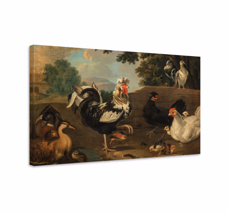 Kanvas fåglar gårdshöns samling - Tenstickers