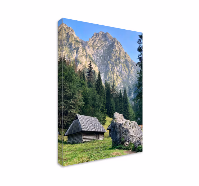 Ensam hus polska berg landskapcanvas tavla - Tenstickers