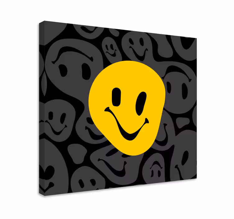 Andra kanvas glad smiley ansikte - Tenstickers