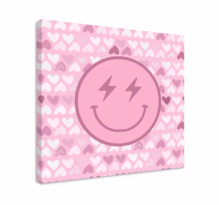 Rosa blixt smiley ansiktecanvas tavla canvas tavla - Tenstickers