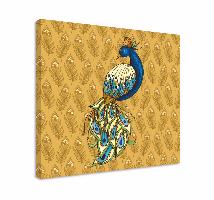 Blommor kalkon gyllene blommor fågelcanvas tavla konst - Tenstickers