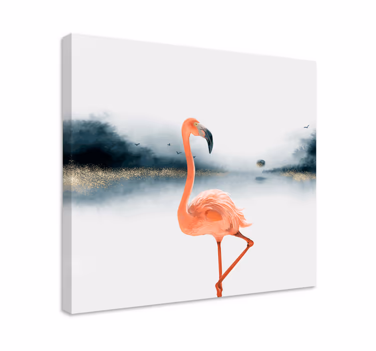 Original oljemålade flamingos dukbilder - Tenstickers
