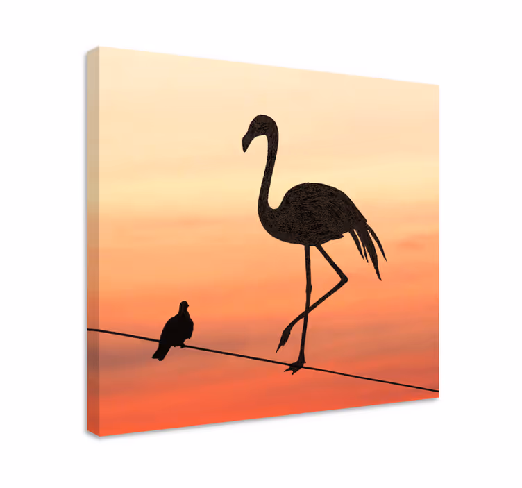 Flamingo och fåglar design entrécanvas tavla konst - Tenstickers