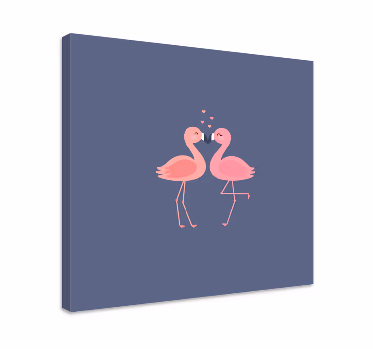 Flamingor som bildar en hjärta entré kanfas konst - Tenstickers