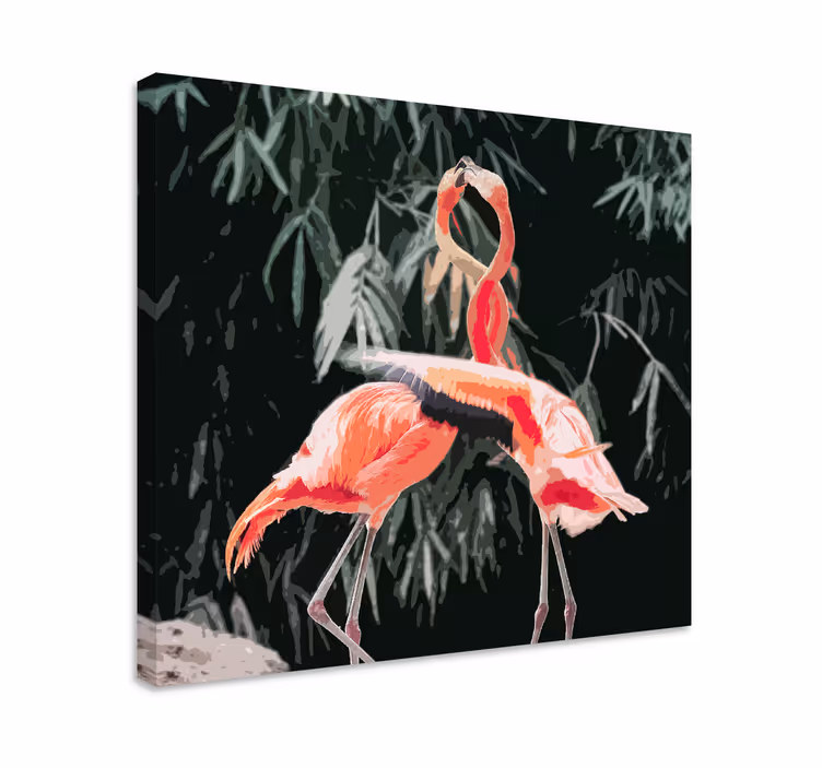 Kanvas fåglar flamingopar - Tenstickers