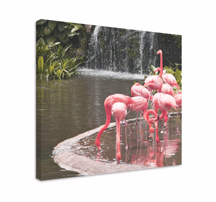 Trevligt landskap rosa flamingos köksduk - Tenstickers