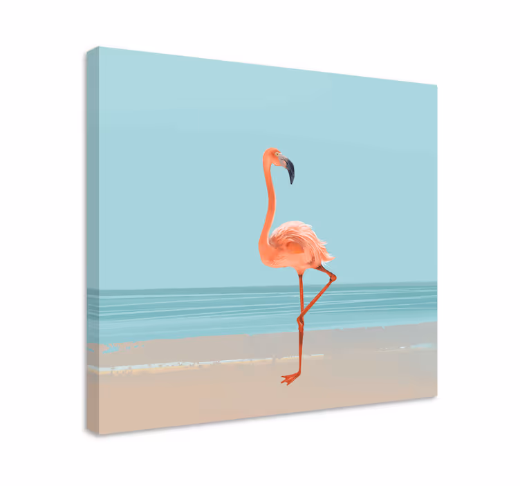 Kanvas fåglar graceful flamingo pose - Tenstickers