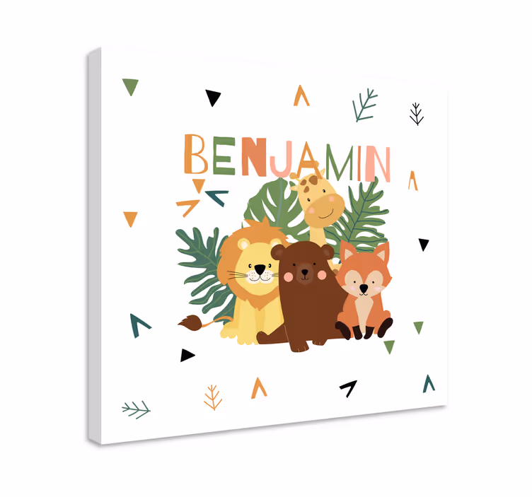 Vilda djur med blad djur canvas tavla - Tenstickers