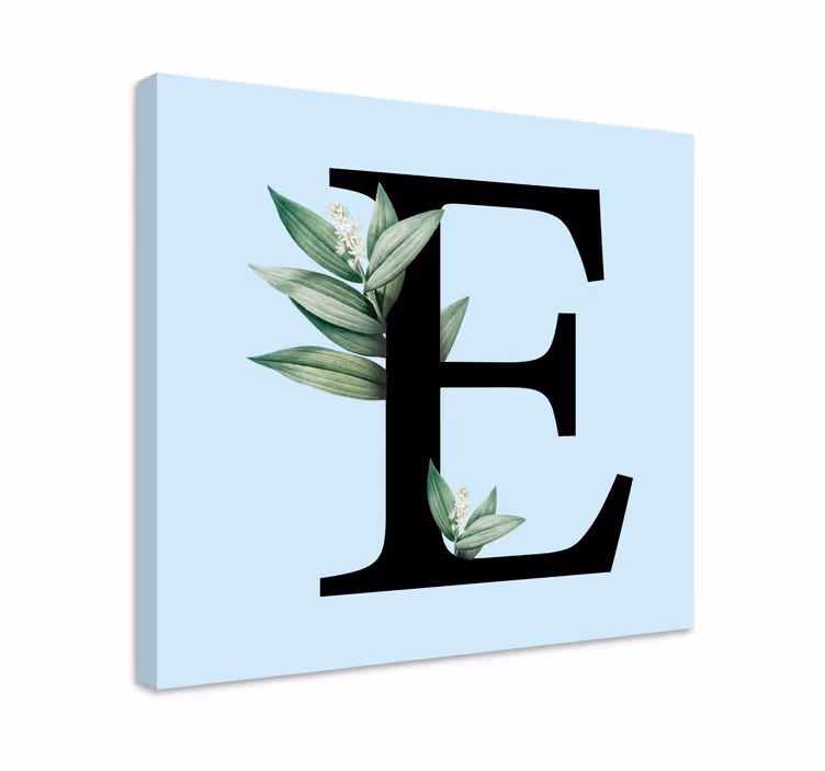 Kanvas abc och bokstäver e med blad - Tenstickers