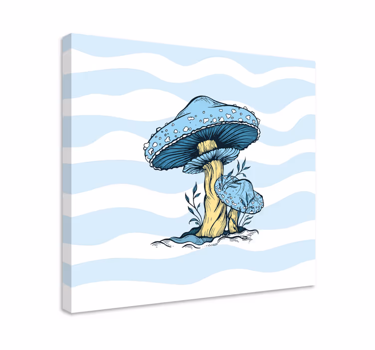 Blå svamp illustration kök vägg tryck - Tenstickers