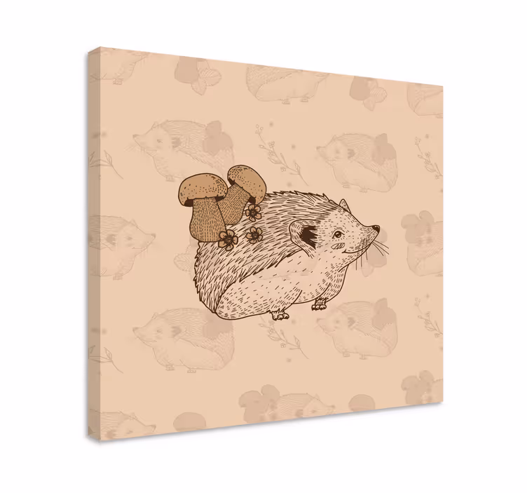 Beige igelkott med svamp Kanvas djur - Tenstickers