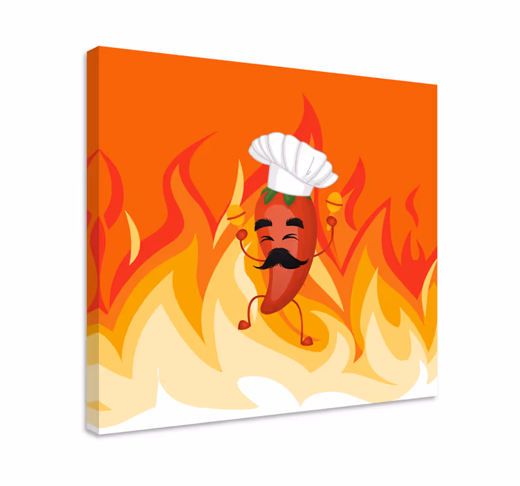 Chili chef tecknad graffiti moderncanvas tavla - Tenstickers