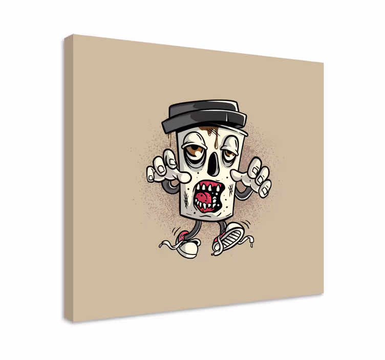 Kaffe zombie graffiti karaktär moderncanvas tavla - Tenstickers