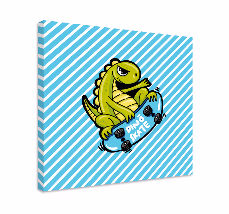 Swag skater t-rex tecknad moderncanvas tavla - Tenstickers