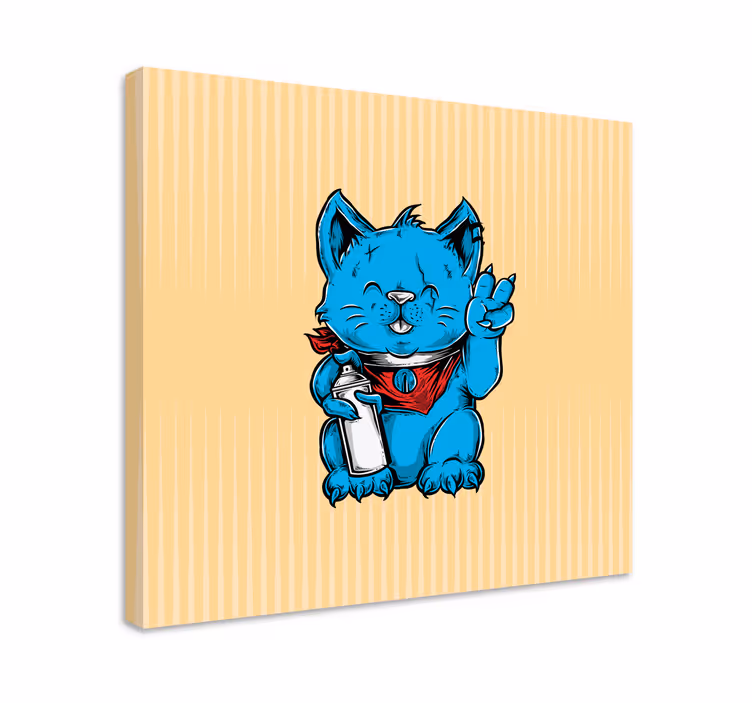 Lekfull blå katt Kanvas katter - Tenstickers