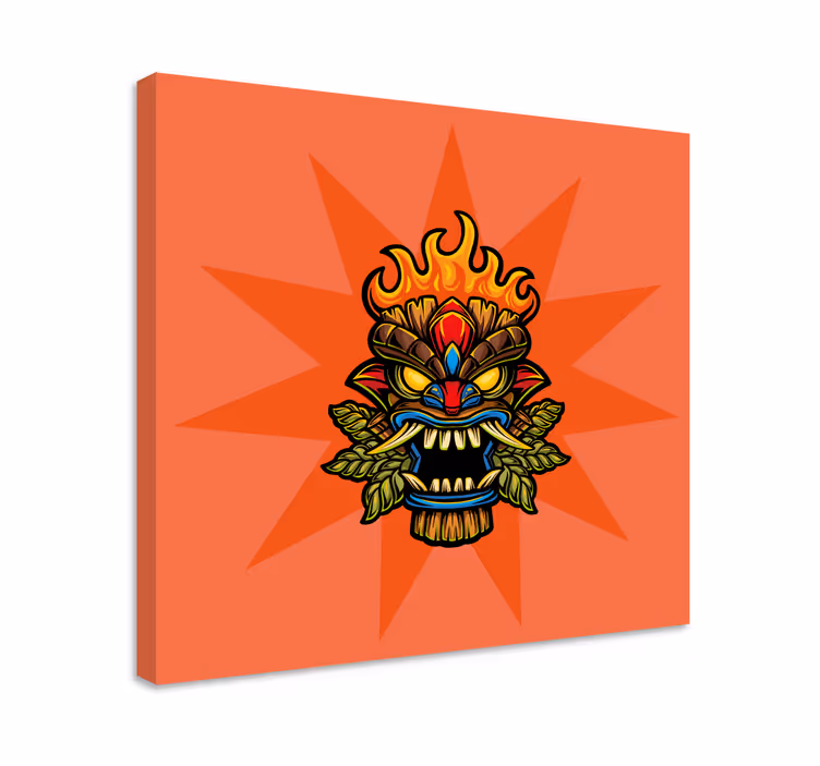 Brand tiki mask tecknad graffiti moderncanvas tavla - Tenstickers