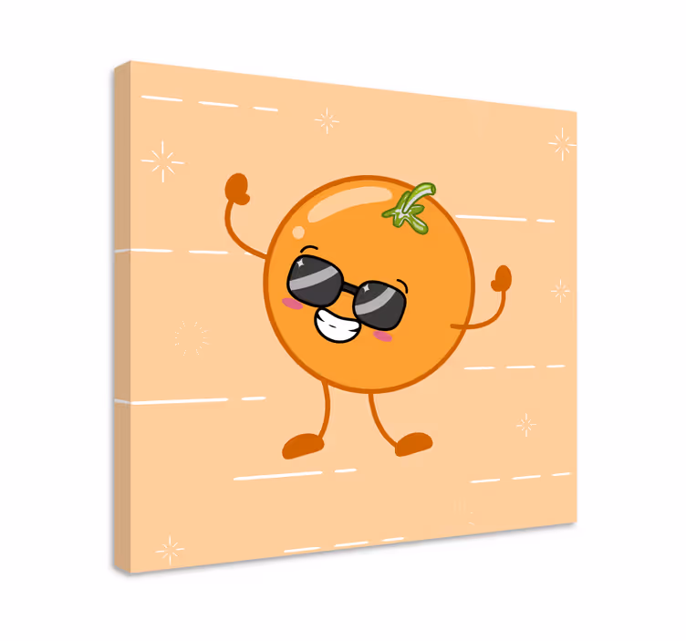Kanvas frukter glad orange figur - Tenstickers