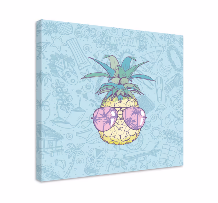 Hawaiiansk ananas tecknad moderncanvas tavla - Tenstickers
