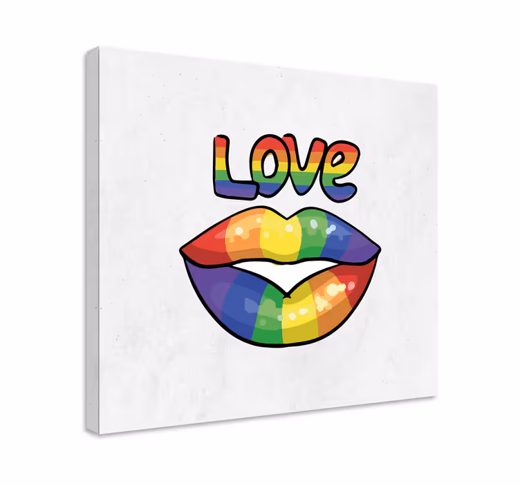 Färgglad pride kiss moderncanvas tavla - Tenstickers
