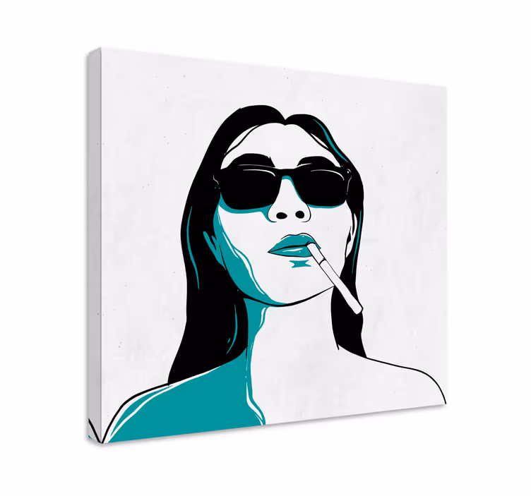 Kvinna ansikte rökning moderncanvas tavla - Tenstickers