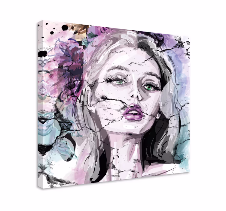 Färgglada mode kvinna ansikte moderncanvas tavla - Tenstickers