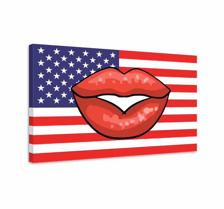 Amerikansk flagga och läppar popkonst moderncanvas tavla - Tenstickers