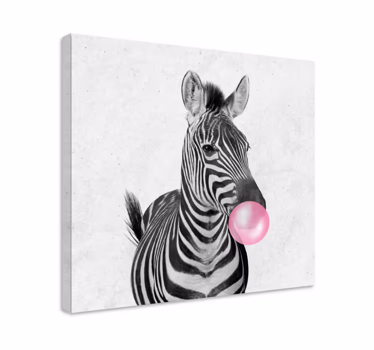 Zebra med tuggummi Kanvas djur - Tenstickers