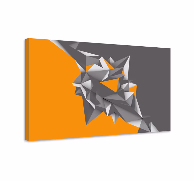Grå och orange geometriska 3d -kanvasavtryck - Tenstickers