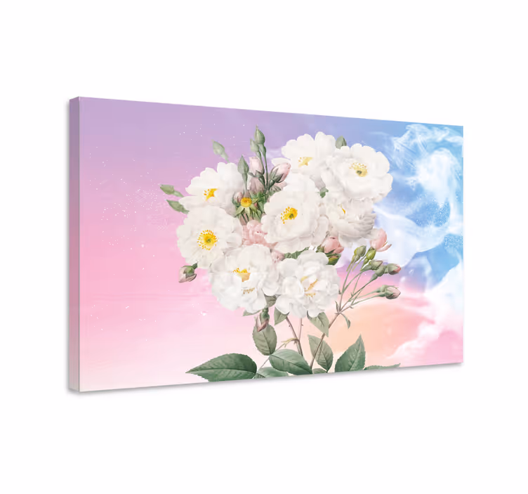 Kanvas blommor och växter vit blommig bukett - Tenstickers