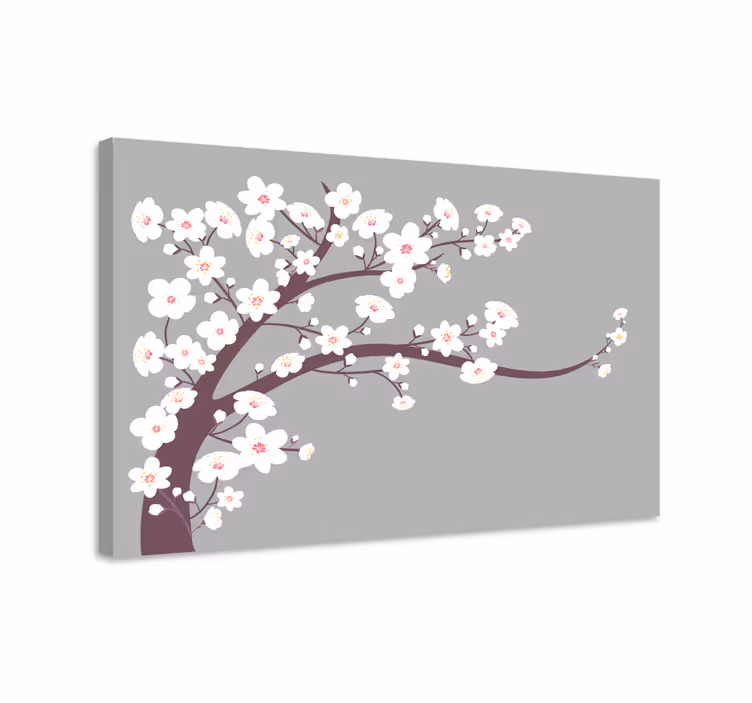 Kanvas blommor och växter sakura blomsterstilk - Tenstickers