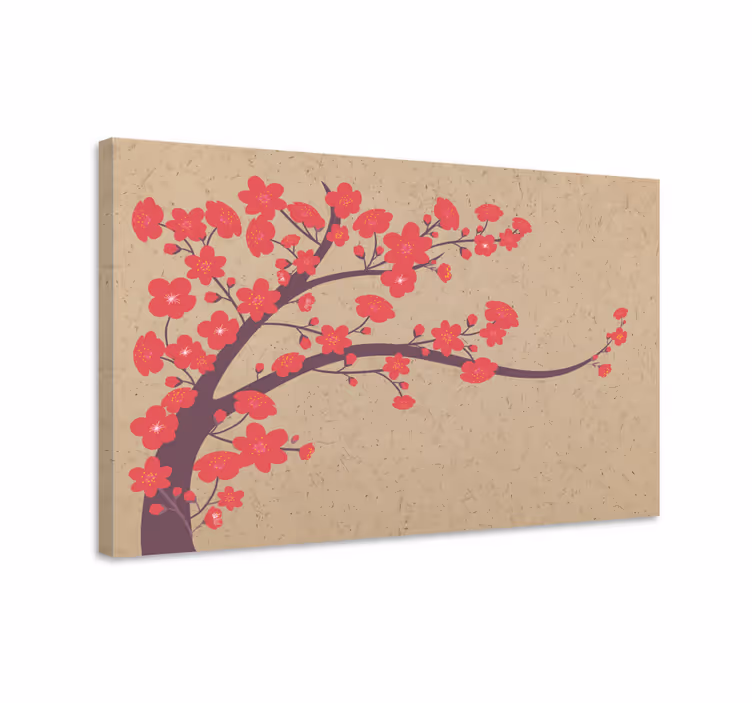 Kanvas blommor och växter sakura gren - Tenstickers