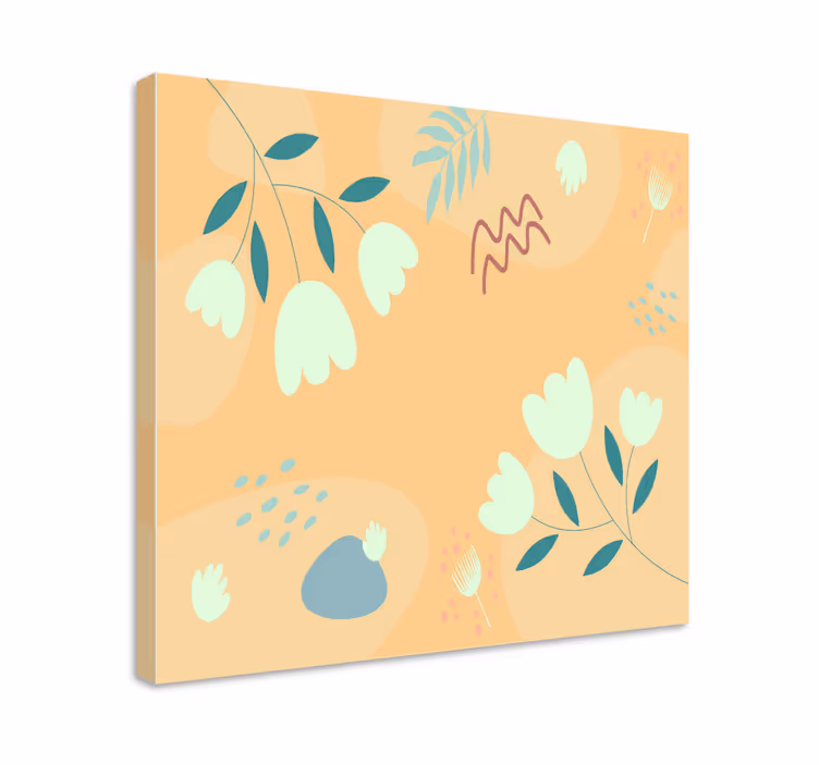 Blommiga bladmönster Kanvas blommor och växter - Tenstickers